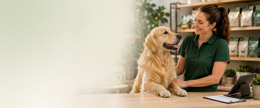 Pet-care professional with a dog